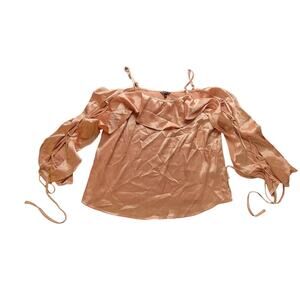 NWT Guess Small Nia Gold Cold Shoulder Ruffle Top